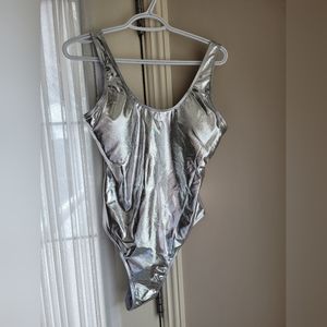 New Silver Chrome One Piece Bathing Suit